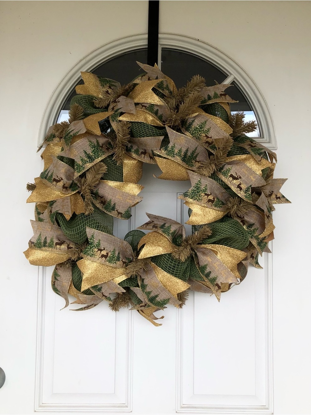 Handmade Festive Gold and Green Holiday Wreath